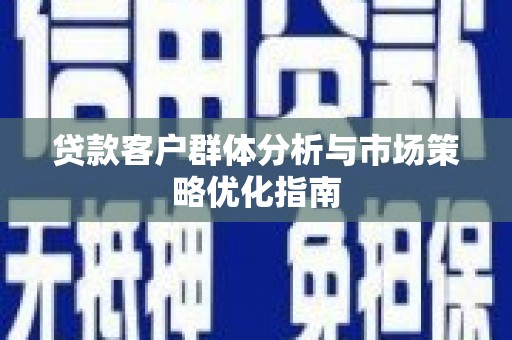 昌图贷款客户群体分析与市场策略优化指南