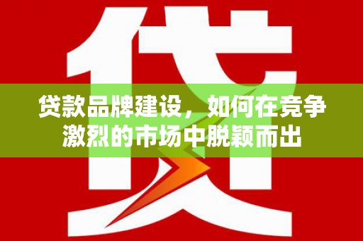 昌图贷款品牌建设，如何在竞争激烈的市场中脱颖而出