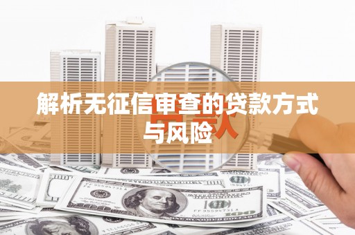 昌图解析无征信审查的贷款方式与风险